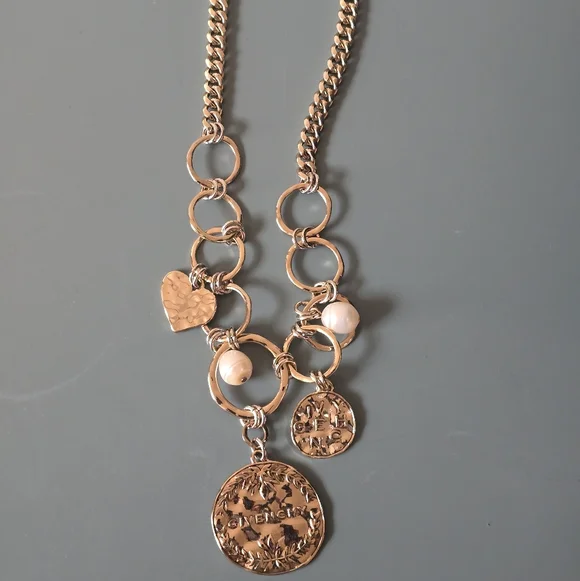 Givenchy Gold-Tone and and Pearl Logo Disc Pendant Necklace - Picture 1 of 3